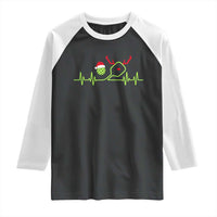 Funny Christmas Pickleball Heartbeat Santa Hat Raglan Shirt - Wonder Print Shop