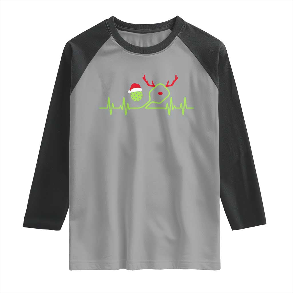 Funny Christmas Pickleball Heartbeat Santa Hat Raglan Shirt - Wonder Print Shop
