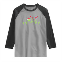 Funny Christmas Pickleball Heartbeat Santa Hat Raglan Shirt - Wonder Print Shop