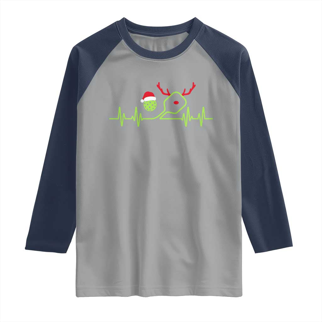 Funny Christmas Pickleball Heartbeat Santa Hat Raglan Shirt - Wonder Print Shop