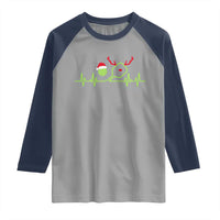 Funny Christmas Pickleball Heartbeat Santa Hat Raglan Shirt - Wonder Print Shop