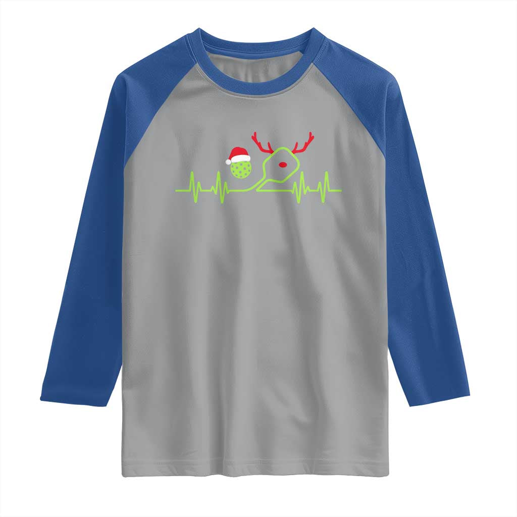 Funny Christmas Pickleball Heartbeat Santa Hat Raglan Shirt - Wonder Print Shop