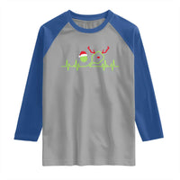 Funny Christmas Pickleball Heartbeat Santa Hat Raglan Shirt - Wonder Print Shop