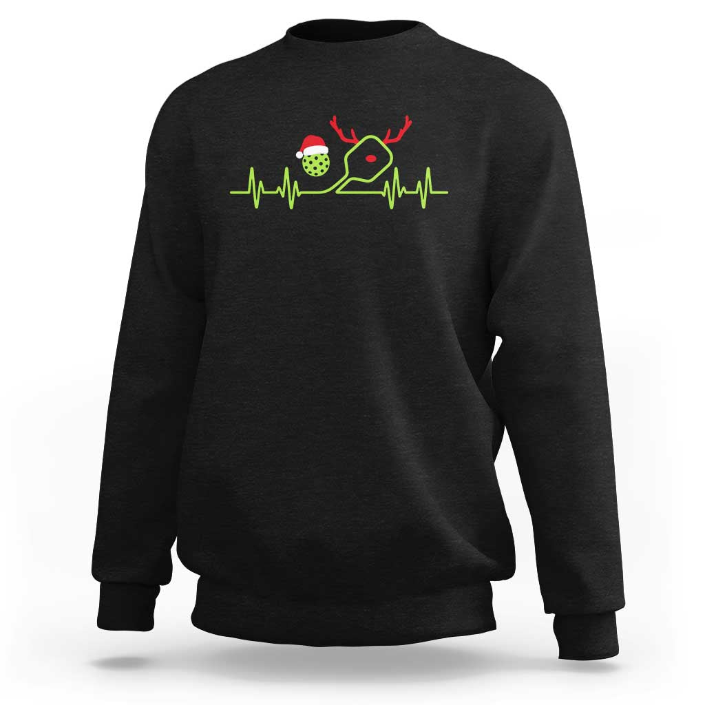 Funny Christmas Pickleball Heartbeat Santa Hat Sweatshirt - Wonder Print Shop