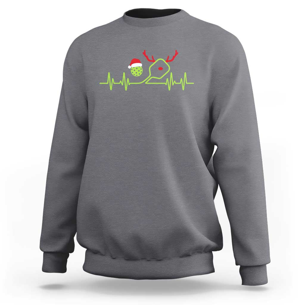 Funny Christmas Pickleball Heartbeat Santa Hat Sweatshirt - Wonder Print Shop