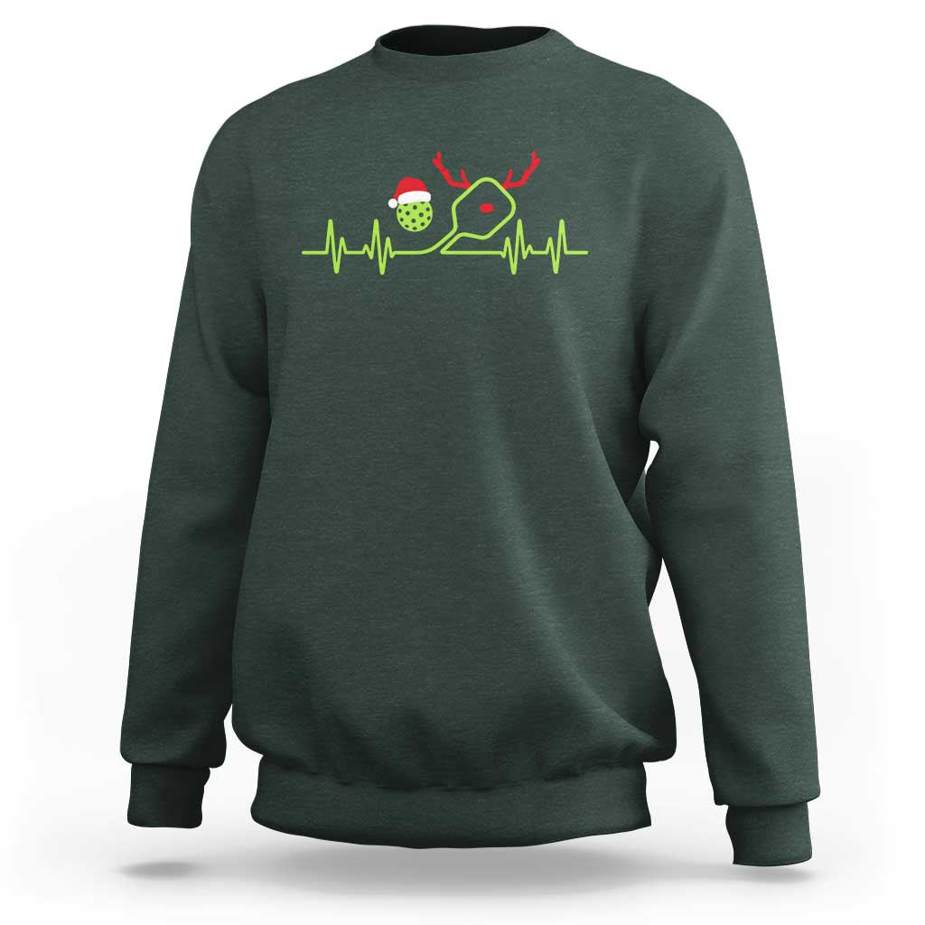 Funny Christmas Pickleball Heartbeat Santa Hat Sweatshirt - Wonder Print Shop