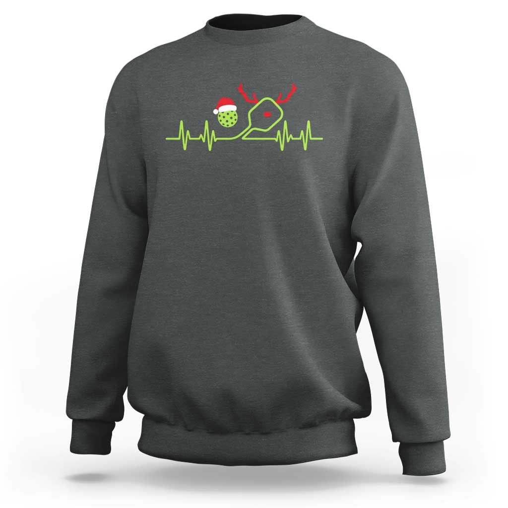 Funny Christmas Pickleball Heartbeat Santa Hat Sweatshirt - Wonder Print Shop