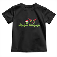 Funny Christmas Pickleball Heartbeat Santa Hat Toddler T Shirt - Wonder Print Shop
