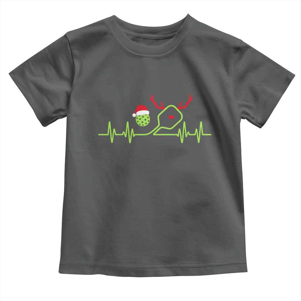 Funny Christmas Pickleball Heartbeat Santa Hat Toddler T Shirt - Wonder Print Shop