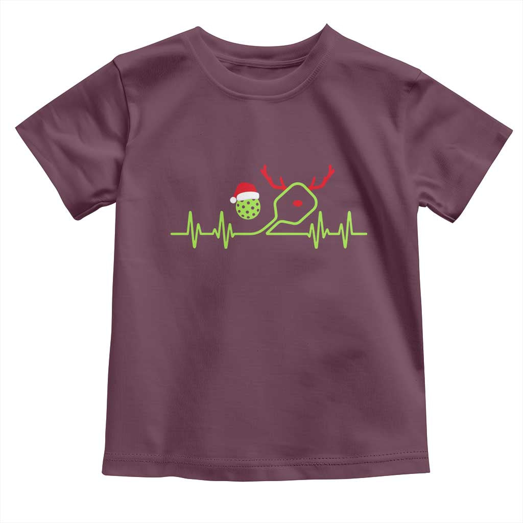 Funny Christmas Pickleball Heartbeat Santa Hat Toddler T Shirt - Wonder Print Shop