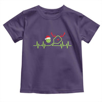 Funny Christmas Pickleball Heartbeat Santa Hat Toddler T Shirt - Wonder Print Shop