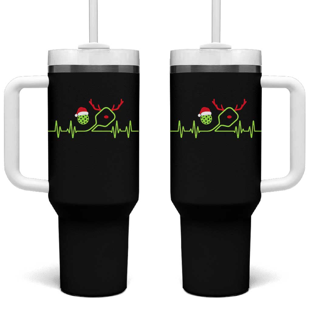 Funny Christmas Pickleball Heartbeat Santa Hat Tumbler With Handle - Wonder Print Shop