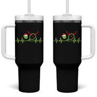 Funny Christmas Pickleball Heartbeat Santa Hat Tumbler With Handle - Wonder Print Shop