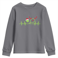 Funny Christmas Pickleball Heartbeat Santa Hat Youth Sweatshirt - Wonder Print Shop