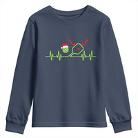 Funny Christmas Pickleball Heartbeat Santa Hat Youth Sweatshirt - Wonder Print Shop