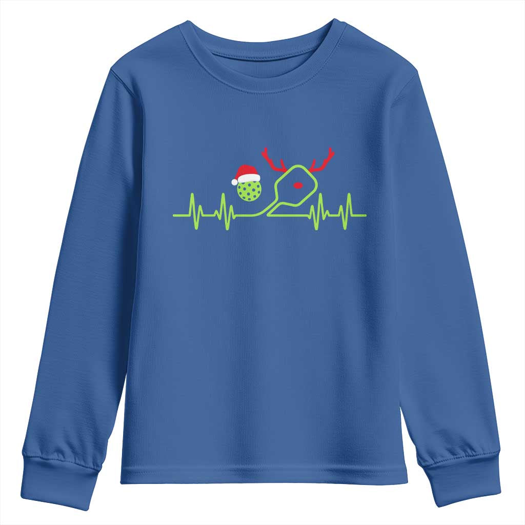 Funny Christmas Pickleball Heartbeat Santa Hat Youth Sweatshirt - Wonder Print Shop
