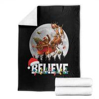 Funny Bigfoot Christmas Throw Blanket Believe Santa Sasquatch Xmas Reindeer Sleigh - Wonder Print Shop