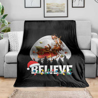 Funny Bigfoot Christmas Throw Blanket Believe Santa Sasquatch Xmas Reindeer Sleigh - Wonder Print Shop