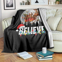 Funny Bigfoot Christmas Throw Blanket Believe Santa Sasquatch Xmas Reindeer Sleigh - Wonder Print Shop