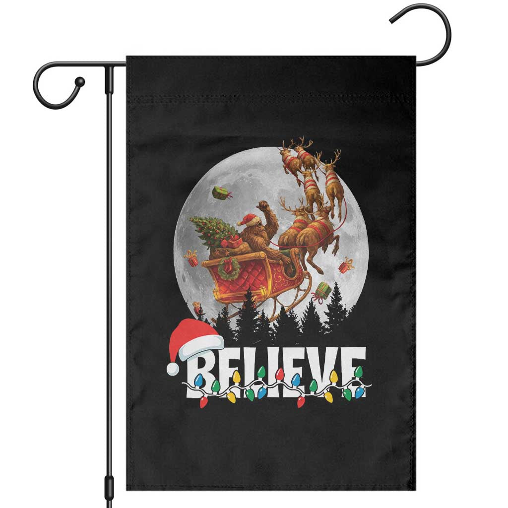 Funny Bigfoot Christmas Garden Flag Believe Santa Sasquatch Xmas Reindeer Sleigh - Wonder Print Shop