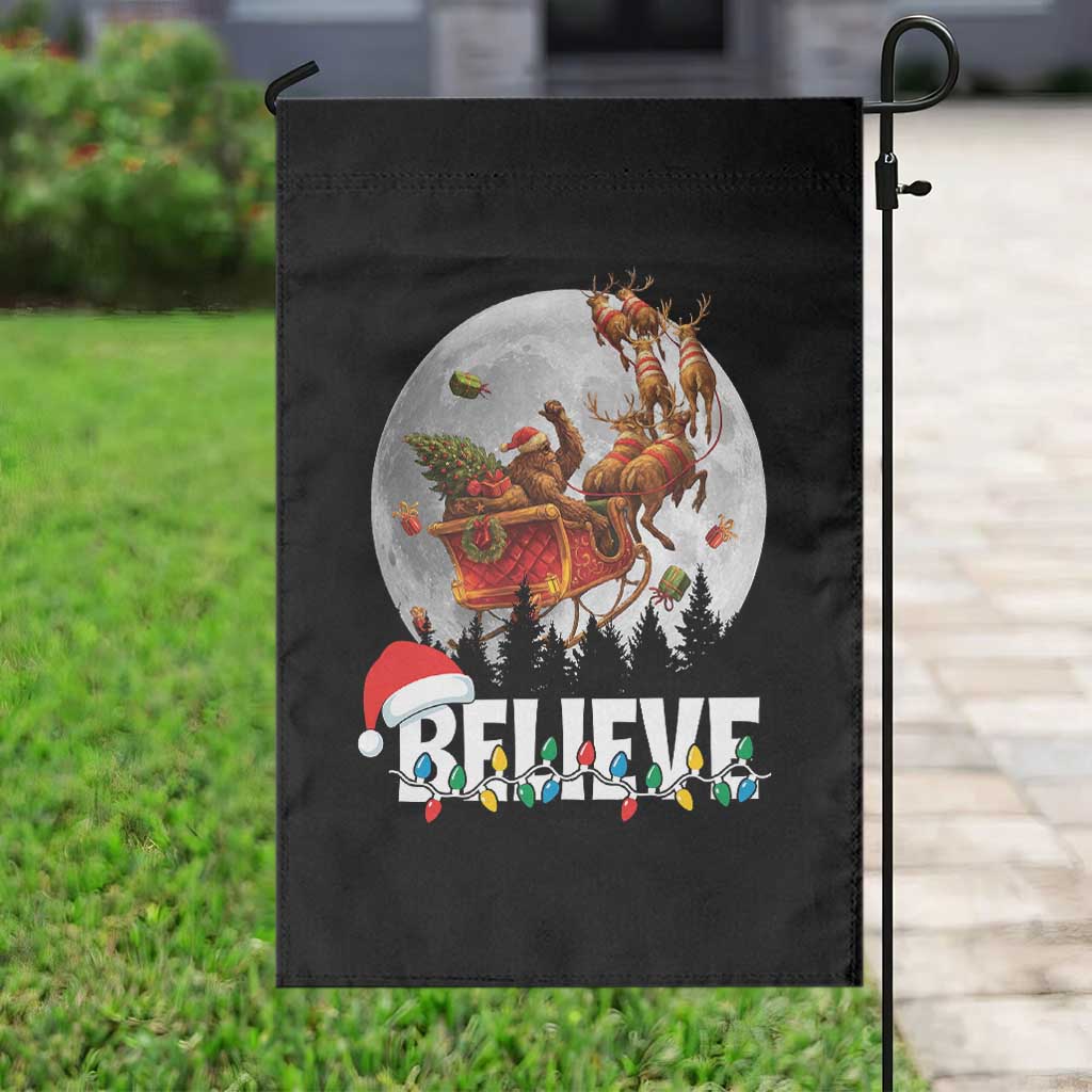 Funny Bigfoot Christmas Garden Flag Believe Santa Sasquatch Xmas Reindeer Sleigh - Wonder Print Shop