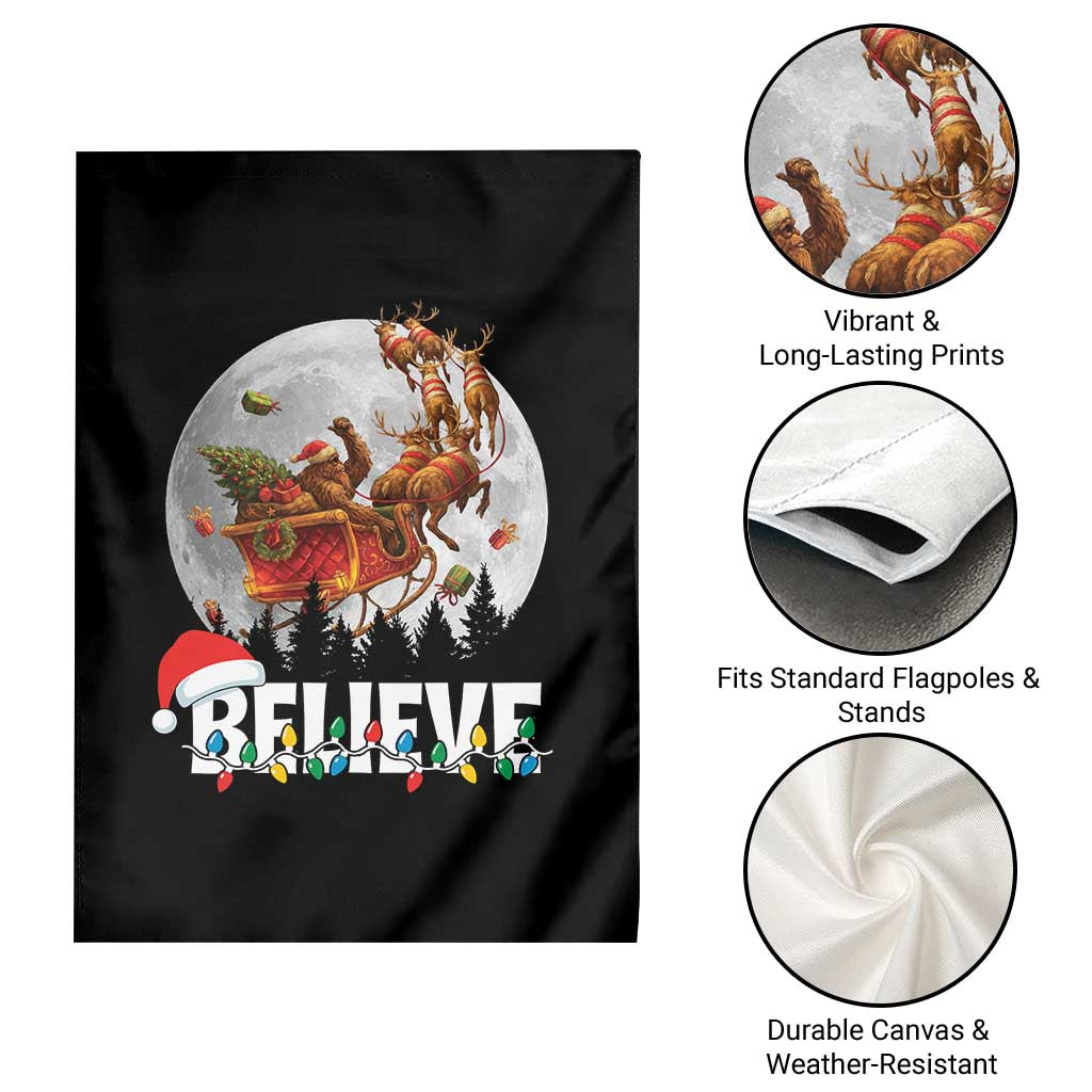 Funny Bigfoot Christmas Garden Flag Believe Santa Sasquatch Xmas Reindeer Sleigh - Wonder Print Shop