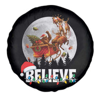 Funny Bigfoot Christmas Spare Tire Cover Believe Santa Sasquatch Xmas Reindeer Sleigh - Wonder Print Shop