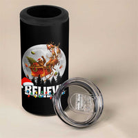 Funny Bigfoot Christmas 4 in 1 Can Cooler Tumbler Believe Santa Sasquatch Xmas Reindeer Sleigh - Wonder Print Shop
