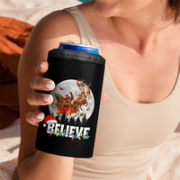 Funny Bigfoot Christmas 4 in 1 Can Cooler Tumbler Believe Santa Sasquatch Xmas Reindeer Sleigh - Wonder Print Shop