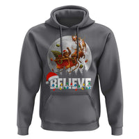 Funny Bigfoot Christmas Hoodie Believe Santa Sasquatch Xmas Reindeer Sleigh - Wonder Print Shop