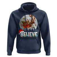 Funny Bigfoot Christmas Hoodie Believe Santa Sasquatch Xmas Reindeer Sleigh - Wonder Print Shop