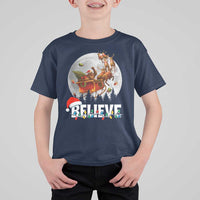 Funny Bigfoot Christmas T Shirt For Kid Believe Santa Sasquatch Xmas Reindeer Sleigh - Wonder Print Shop