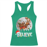 Funny Bigfoot Christmas Racerback Tank Top Believe Santa Sasquatch Xmas Reindeer Sleigh - Wonder Print Shop