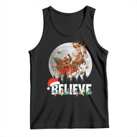 Funny Bigfoot Christmas Tank Top Believe Santa Sasquatch Xmas Reindeer Sleigh - Wonder Print Shop