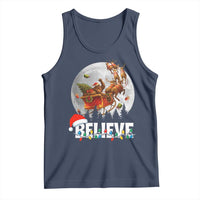 Funny Bigfoot Christmas Tank Top Believe Santa Sasquatch Xmas Reindeer Sleigh - Wonder Print Shop