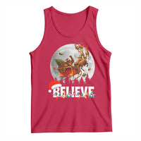 Funny Bigfoot Christmas Tank Top Believe Santa Sasquatch Xmas Reindeer Sleigh - Wonder Print Shop