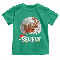 Funny Bigfoot Christmas Toddler T Shirt Believe Santa Sasquatch Xmas Reindeer Sleigh - Wonder Print Shop