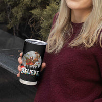 Funny Bigfoot Christmas Tumbler Cup Believe Santa Sasquatch Xmas Reindeer Sleigh - Wonder Print Shop