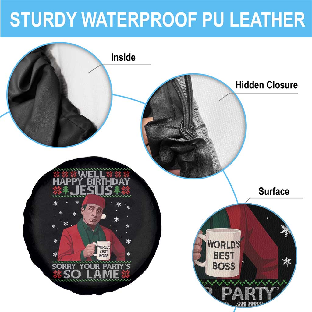 Funny Christmas Office Movie Spare Tire Cover Well Happy Birthday Jesus Sorry Your Party Is So Lame - Wonder Print Shop
