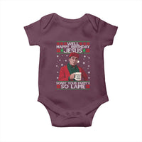 Funny Christmas The Office Movie Baby Onesie Well Happy Birthday Jesus Sorry Your Party Is So Lame - Wonder Print Shop