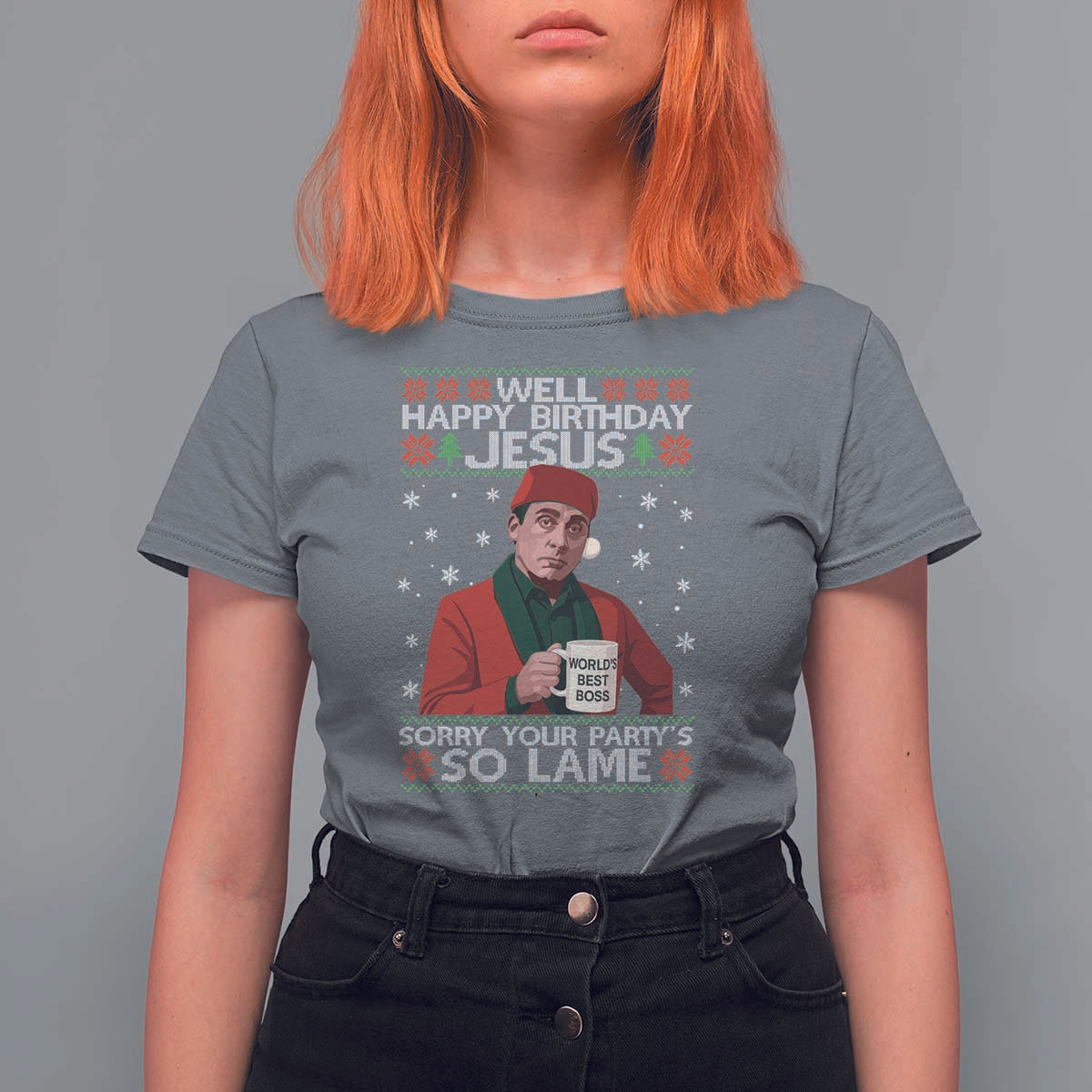 Funny Christmas The Office Movie T Shirt For Women Well Happy Birthday Jesus Sorry Your Party Is So Lame - Wonder Print Shop