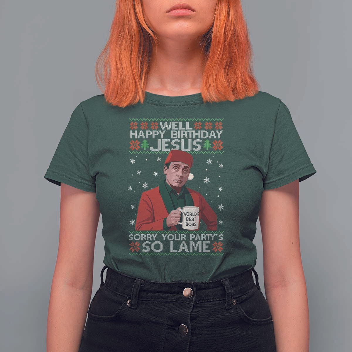 Funny Christmas The Office Movie T Shirt For Women Well Happy Birthday Jesus Sorry Your Party Is So Lame - Wonder Print Shop