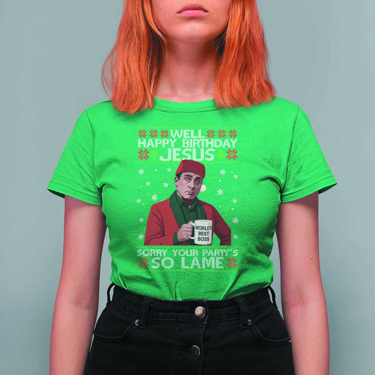 Funny Christmas The Office Movie T Shirt For Women Well Happy Birthday Jesus Sorry Your Party Is So Lame - Wonder Print Shop
