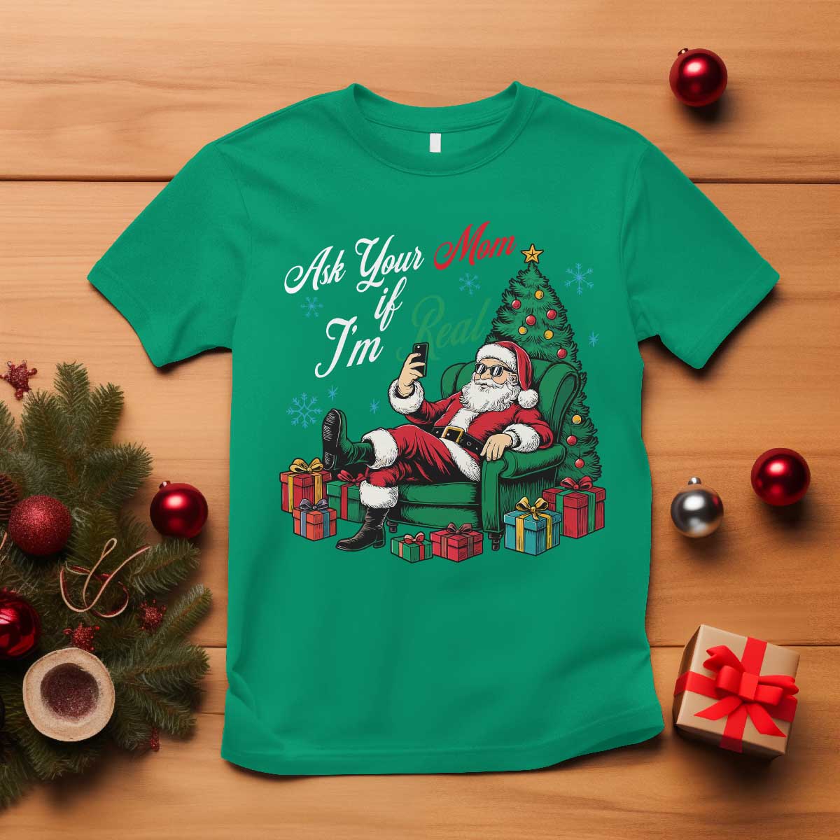 Funny Santa Ask Your Mom If I Am Real T Shirt Funny Dirty Xmas Inappropriate Adult Humor - Wonder Print Shop