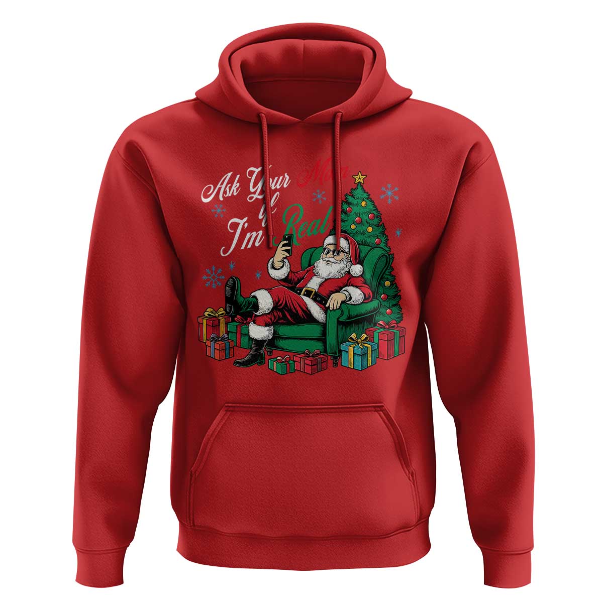 Funny Santa Ask Your Mom If I Am Real Hoodie Funny Dirty Xmas Inappropriate Adult Humor - Wonder Print Shop