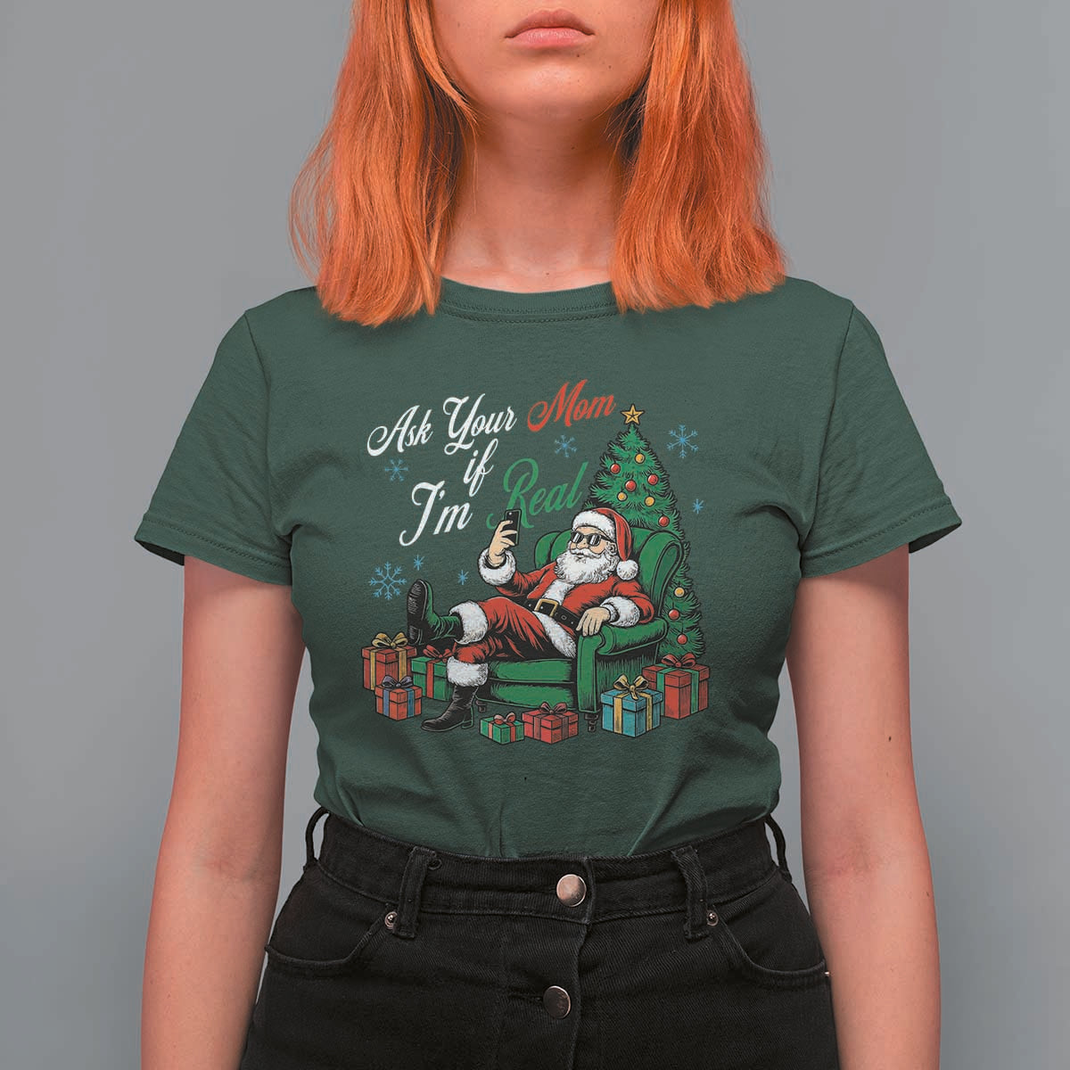Funny Santa Ask Your Mom If I Am Real T Shirt For Women Funny Dirty Xmas Inappropriate Adult Humor - Wonder Print Shop