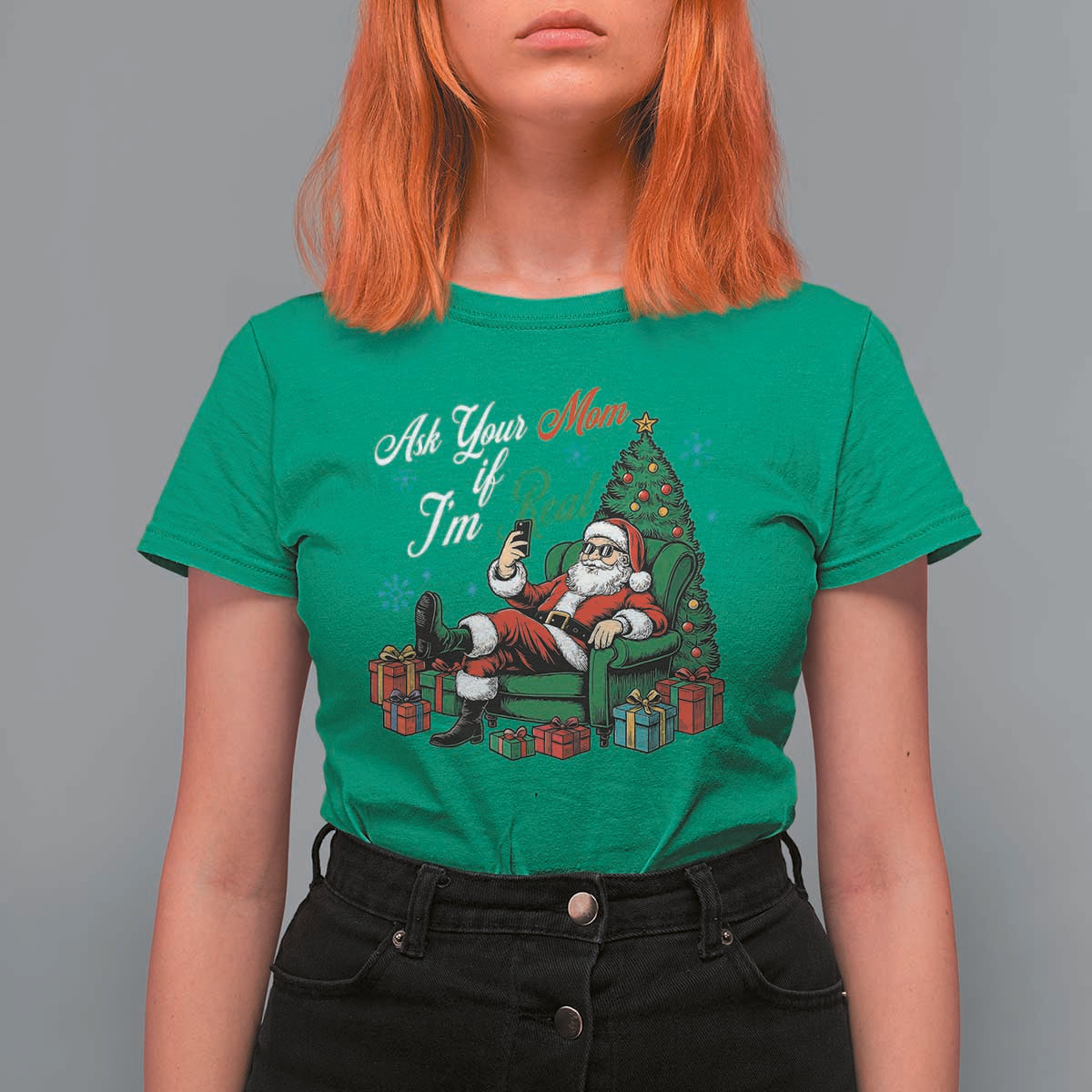 Funny Santa Ask Your Mom If I Am Real T Shirt For Women Funny Dirty Xmas Inappropriate Adult Humor - Wonder Print Shop