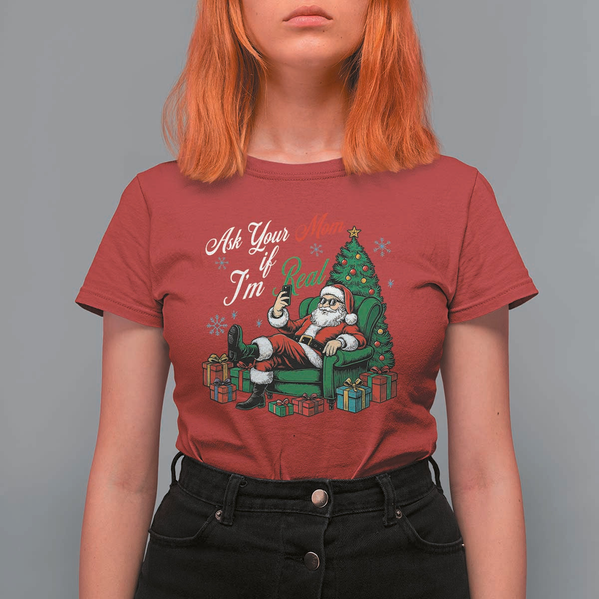 Funny Santa Ask Your Mom If I Am Real T Shirt For Women Funny Dirty Xmas Inappropriate Adult Humor - Wonder Print Shop