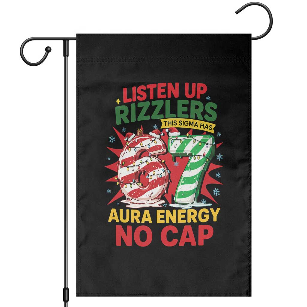 Funny Christmas 67 Meme Garden Flag Listen Up Rizzlers This Sigma Has 67 Aura Energy No Cap - Wonder Print Shop