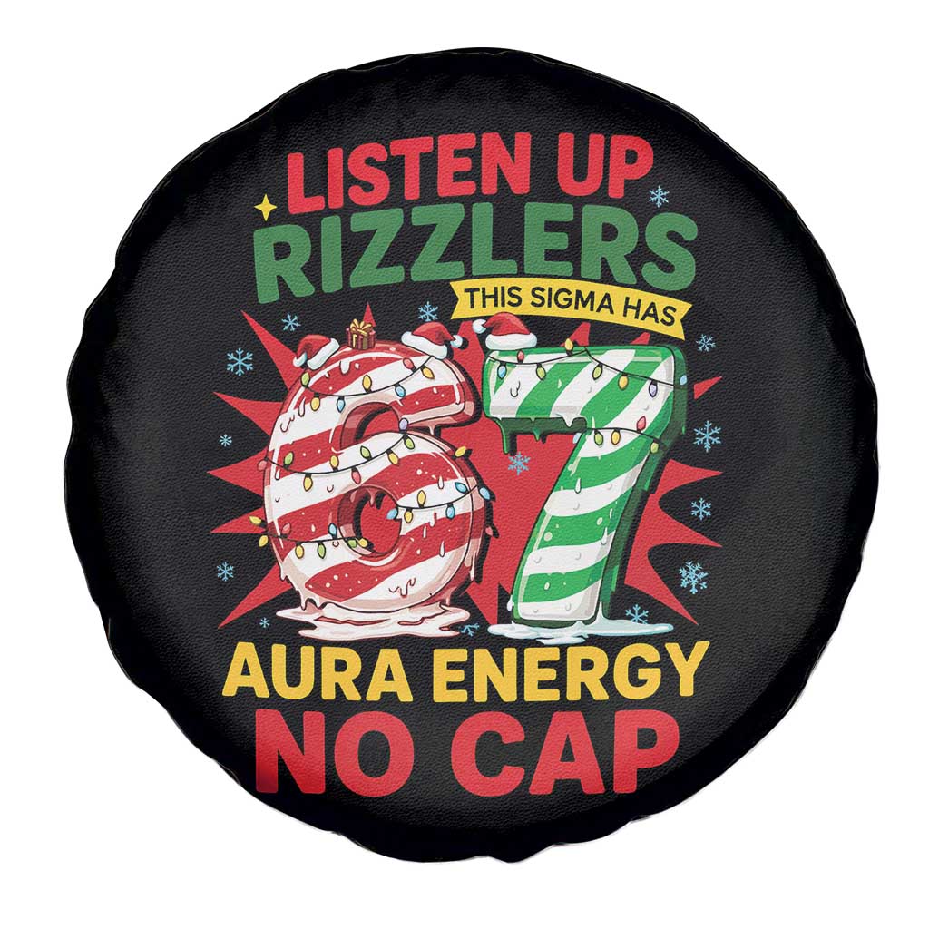 Funny Christmas 67 Meme Spare Tire Cover Listen Up Rizzlers This Sigma Has 67 Aura Energy No Cap - Wonder Print Shop
